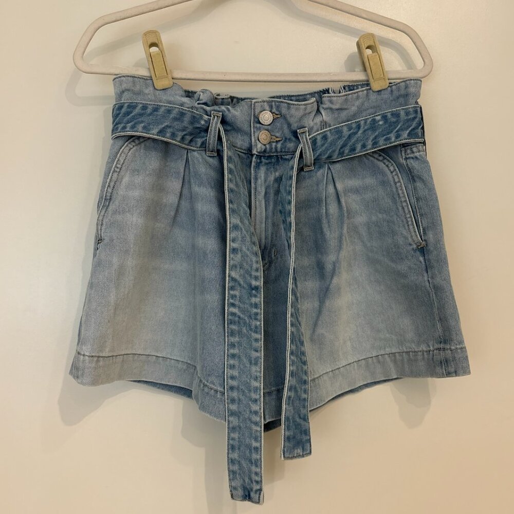 Veronica Beard Light Blue Denim Jean Shorts with Belt